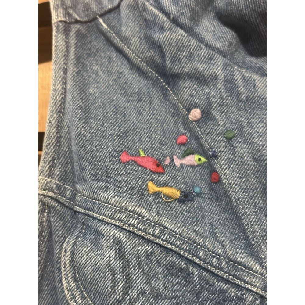 KALIFORNIA SPEED CONTROL Women's‎ Vintage Denim Dress w Embroidered Fish Sz 9-10 - Picture 4 of 6